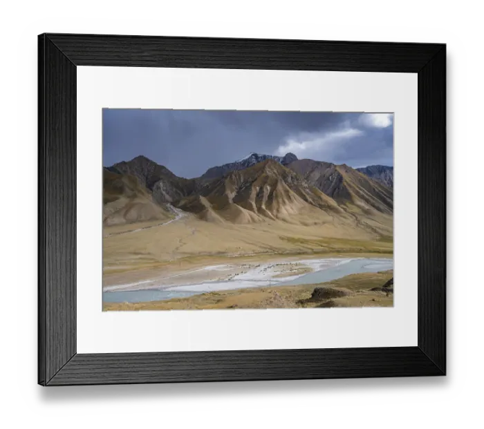 Framed Print : Mountain valley with Sary Jaz river