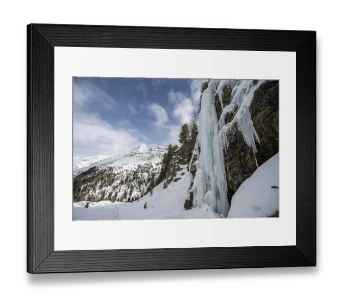 Framed Print : Ice waterfall, icy waterfall on a rock Framed Print : Ice waterfall, icy waterfall on a rock