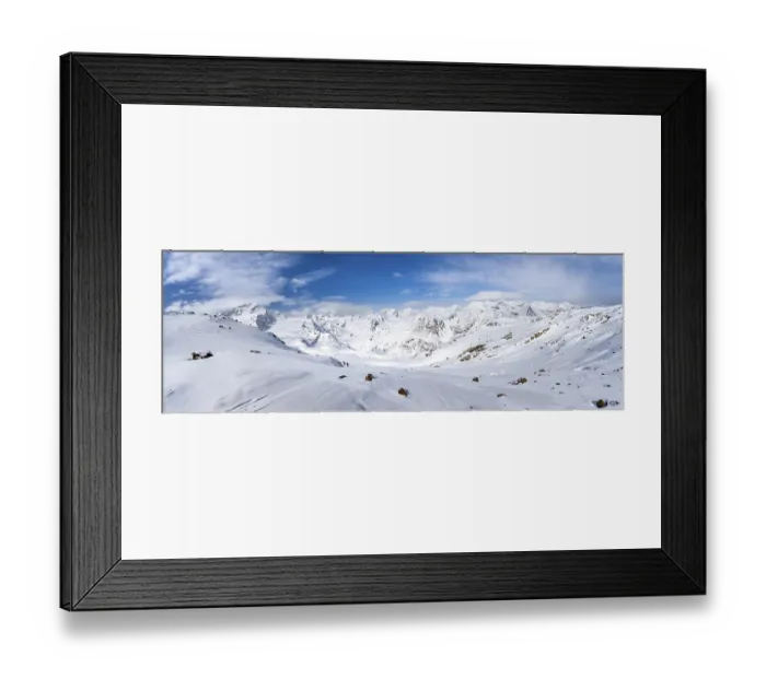 Framed Print : Mountain panorama, snow-covered mountain landscape