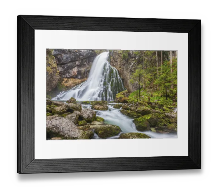 Framed Print : Waterfall and river, forest, gorge