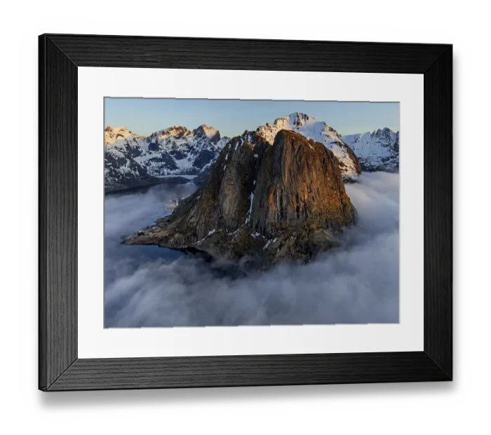 Framed Print : Aerial view, steep mountains, coast Framed Print : Aerial view, steep mountains, coast