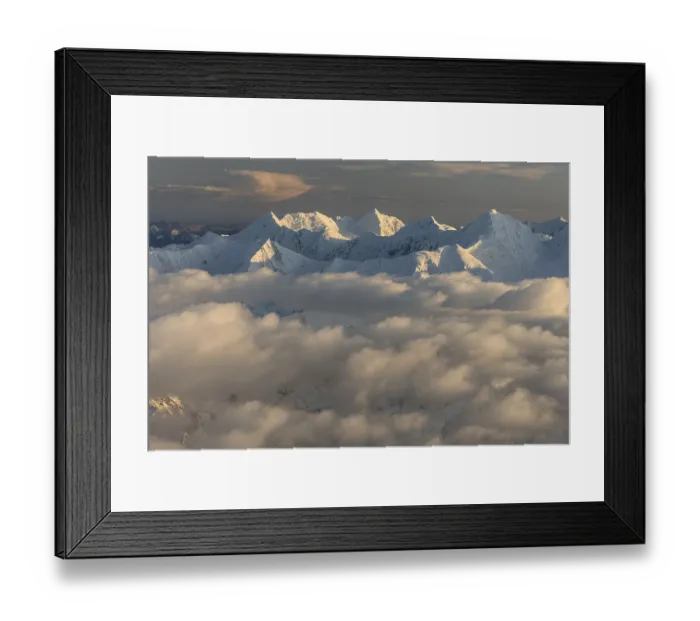 Framed Print : Aerial view of the Alaska Range above clouds