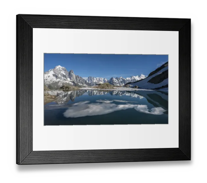 Framed Print : Mountain panorama, ice floe on Lac Blanc