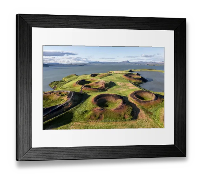 Framed Print : Aerial view of green volcanic crater