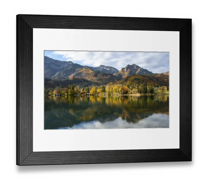 Framed Print : Mountains and forest, Alpine foothills in autumn Framed Print : Mountains and forest, Alpine foothills in autumn