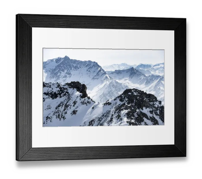 Framed Print : Peaks and mountains in winter, Sellraintal
