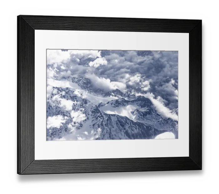 Framed Print : Aerial view, view of snow-covered mountains