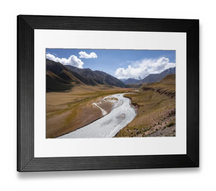 Framed Print : Mountain valley and river in the Tien Shan Framed Print : Mountain valley and river in the Tien Shan