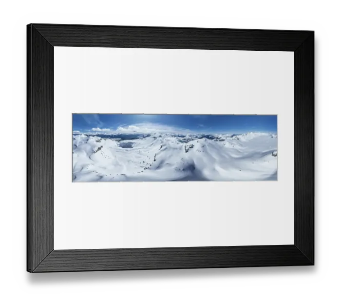 Framed Print : Aerial view, Alpine panorama, Snow-covered glacier plain