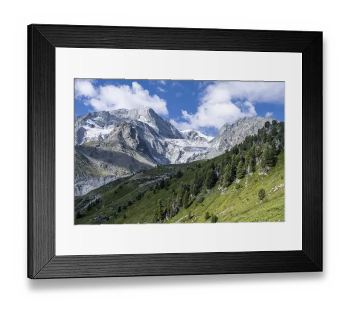 Framed Print : Mountain peak Mont Blanc de Cheilon and glacier Glacier de Tsijore Nouve