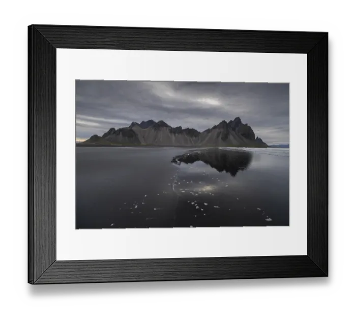 Framed Print : Vestrahorn, mountains with black lava sand
