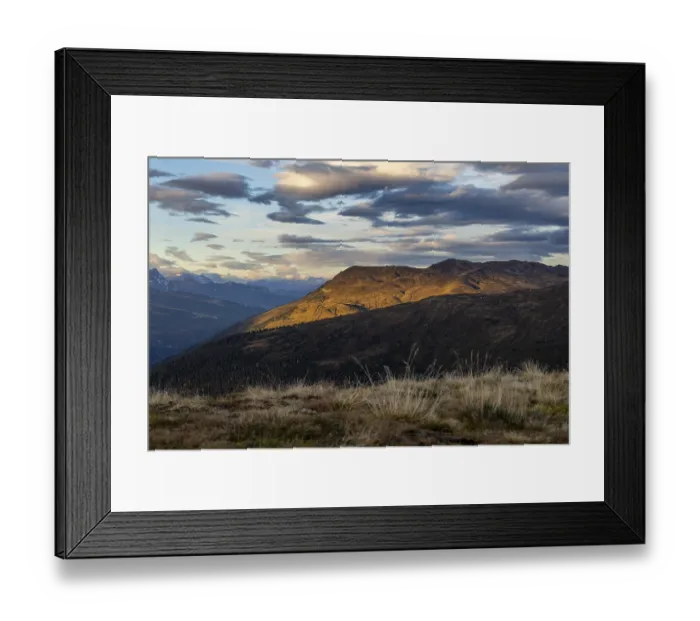 Framed Print : Gernkogel, mountain landscape in the light of sunrise