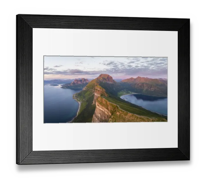 Framed Print : View from Finnesfjellet mountain to mountains and coast