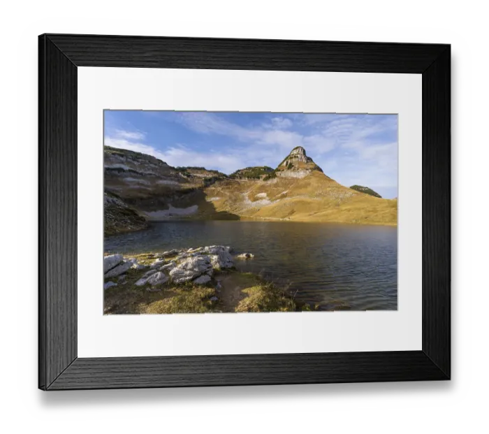 Framed Print : Lake Augstsee and the Atterkogel mountain on the Loser