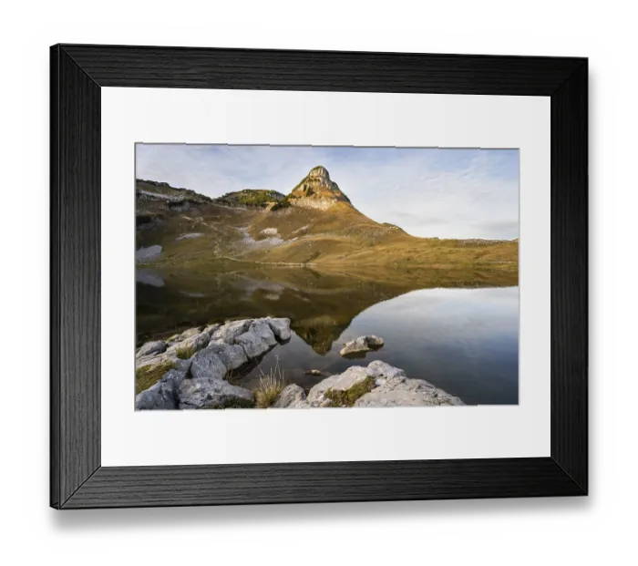Framed Print : Lake Augstsee and the Atterkogel mountain on the Loser