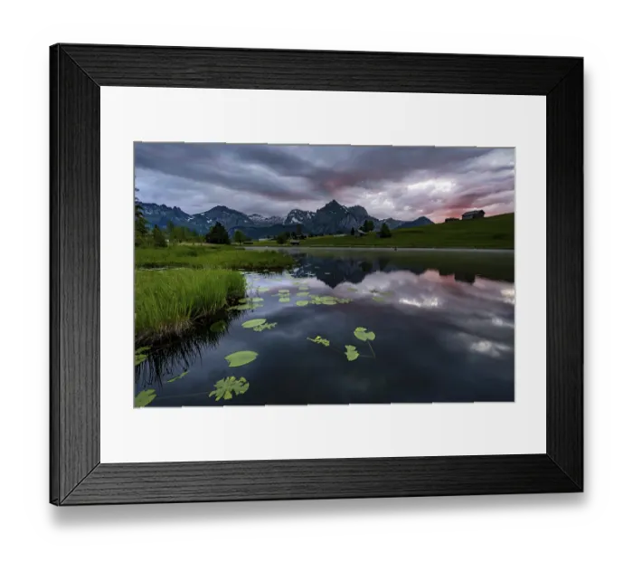 Framed Print : Schwendisee with reflection of the Altmann peak