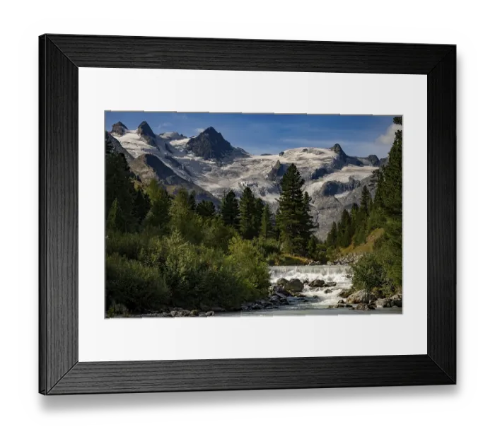 Framed Print : Val Rosegg with Bernina Group, St Moritz Framed Print : Val Rosegg with Bernina Group, St Moritz