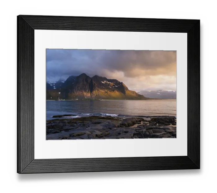 Framed Print : Landscape with sea and mountains on the Lofoten Islands