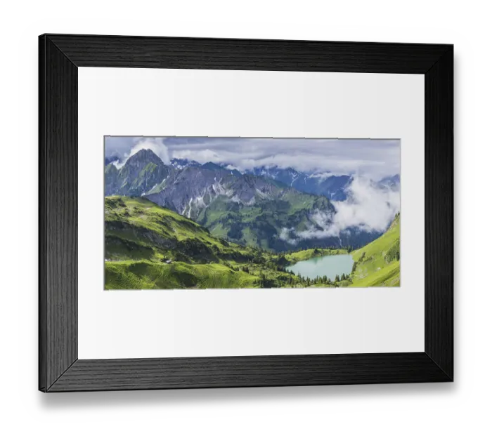 Framed Print : Panorama from Zeigersattel to Seealpsee Framed Print : Panorama from Zeigersattel to Seealpsee