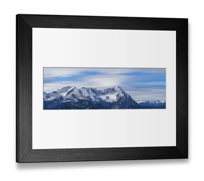 Framed Print : Panorama of the Wetterstein mountains with Alpspitze 2628m and Zugspitze 2962m