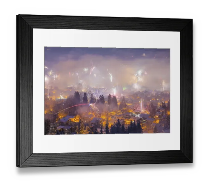 Framed Print : New Year's Eve fireworks, Oberstdorf