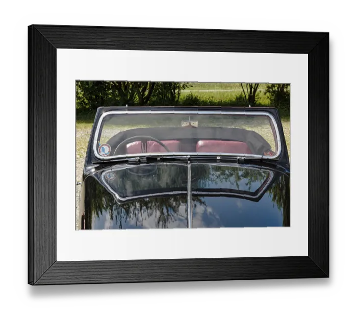 Framed Print : Triumph classic car, black convertible