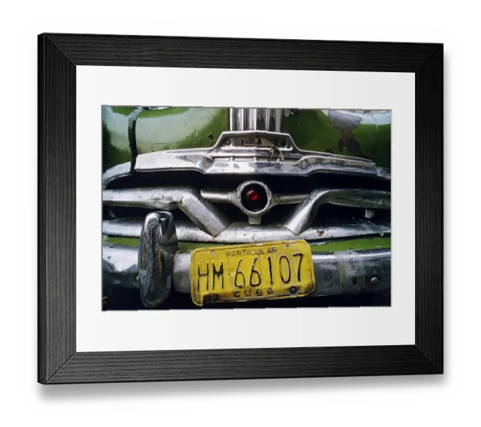 Framed Print : Radiator grill and bumper of a US-vintage car