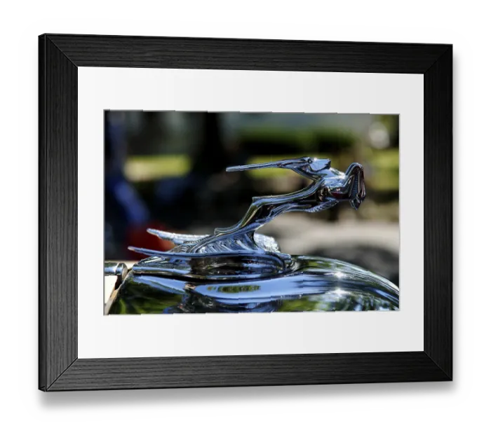 Framed Print : Hood ornament of a 1931 Chrysler at a Classic Car Show in Belvidere