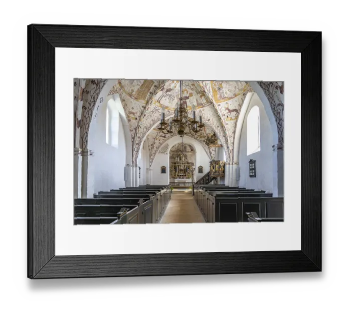 Framed Print : Interior with religious frescoes by the Elmelunde Master in the church of Elmelunde Framed Print : Interior with religious frescoes by the Elmelunde Master in the church of Elmelunde