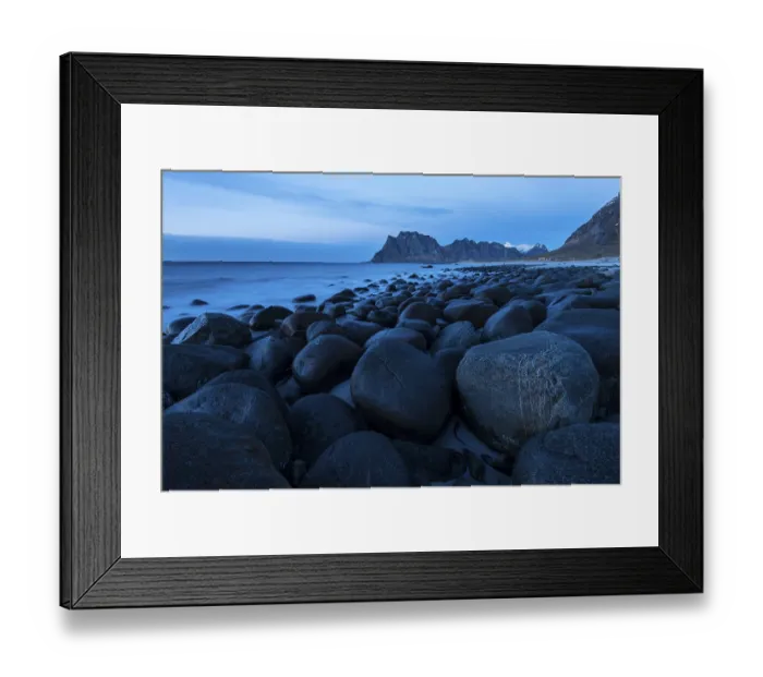 Framed Print : Round stones of Utakleiv, Vestvagoy