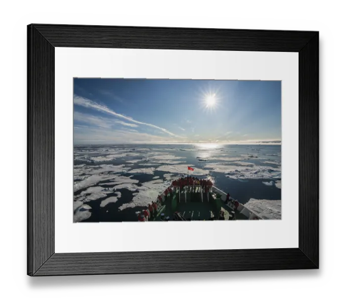 Framed Print : Expedition ship navigating through the pack ice in the Arctic