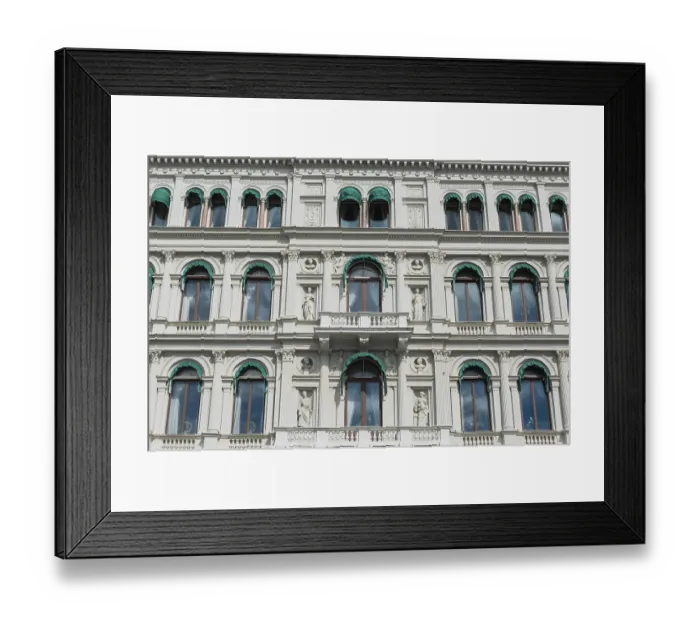 Framed Print : Facade of a hotel, window, balcony