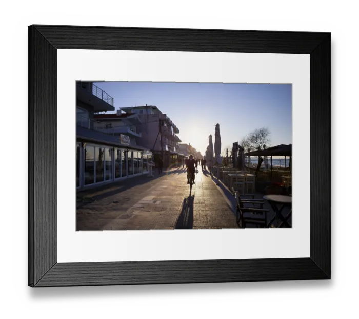 Framed Print : Cyclists and walkers, beach promenade Framed Print : Cyclists and walkers, beach promenade