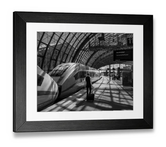 Framed Print : Black and white photography, Berlin Central Station