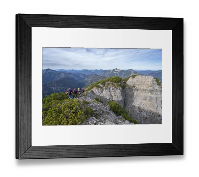 Framed Print : Hiker on the Schinder, Tegernsee mountains in the Mangfall mountains