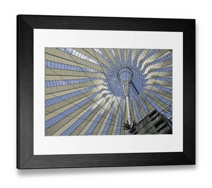 Framed Print : A fanned out tent roof made of fabric and fastened with tie rods to a steel ring