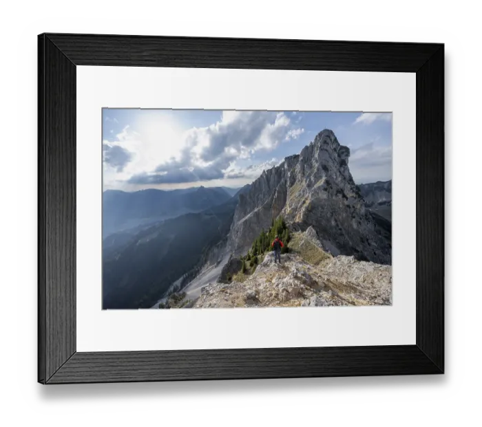 Framed Print : Climbers on the ridge between Rote Flueh and Schartschrofen