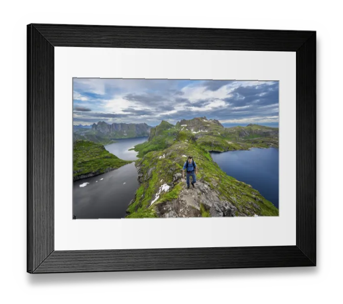 Framed Print : Mountaineers climbing Hermannsdalstinden