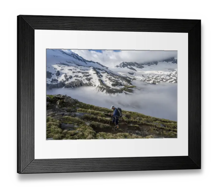 Framed Print : Mountaineers on a hiking trail