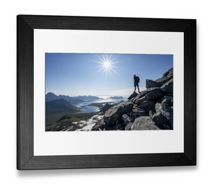 Framed Print : View of mountains and fjord landscape