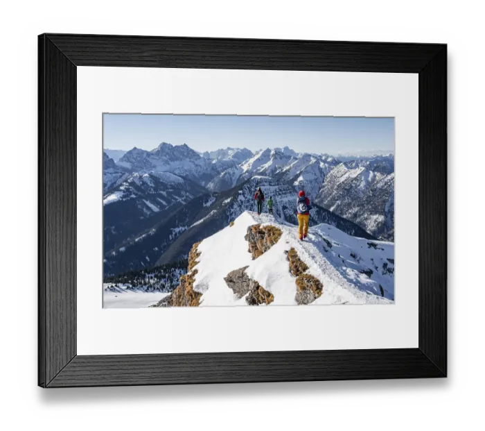 Framed Print : Mountaineers in winter in the snow