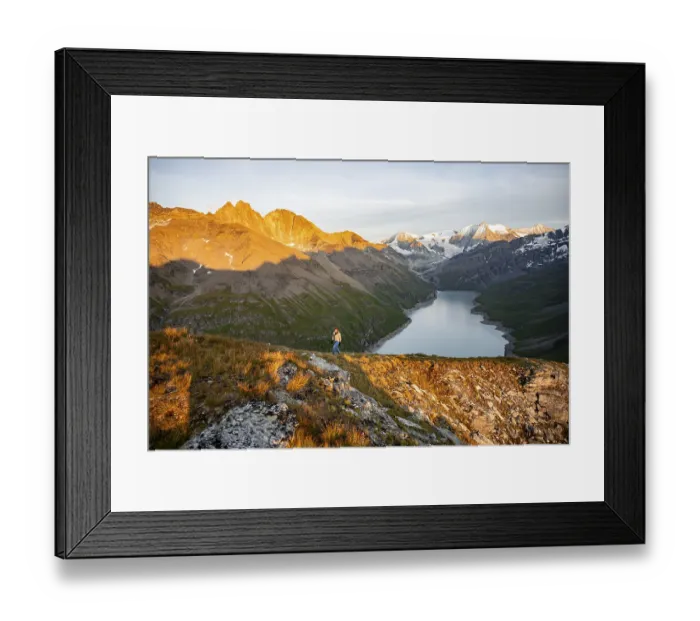 Framed Print : Mountaineer on the summit of Mont de la Blana
