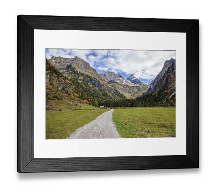 Framed Print : Hikers in the Oytal, behind mountains Schneck and Grosser Wilder Framed Print : Hikers in the Oytal, behind mountains Schneck and Grosser Wilder