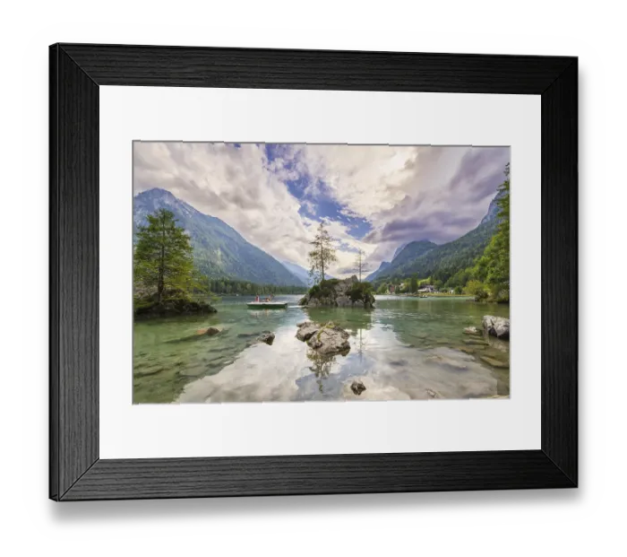 Framed Print : Hintersee with rocks and trees in the foreground Framed Print : Hintersee with rocks and trees in the foreground