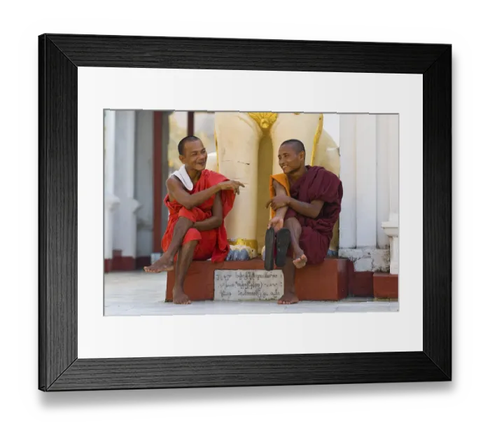 Framed Print : Two monks sitting and having a chat Framed Print : Two monks sitting and having a chat