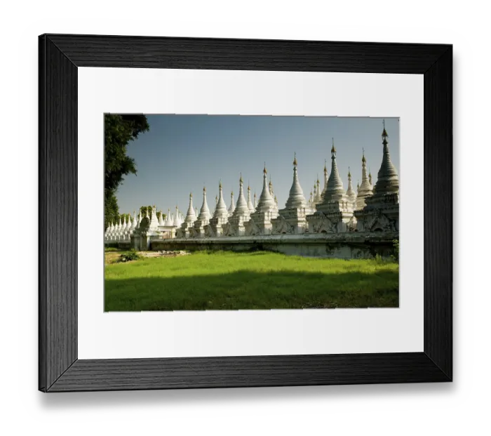 Framed Print : Many white stupas forming several rows