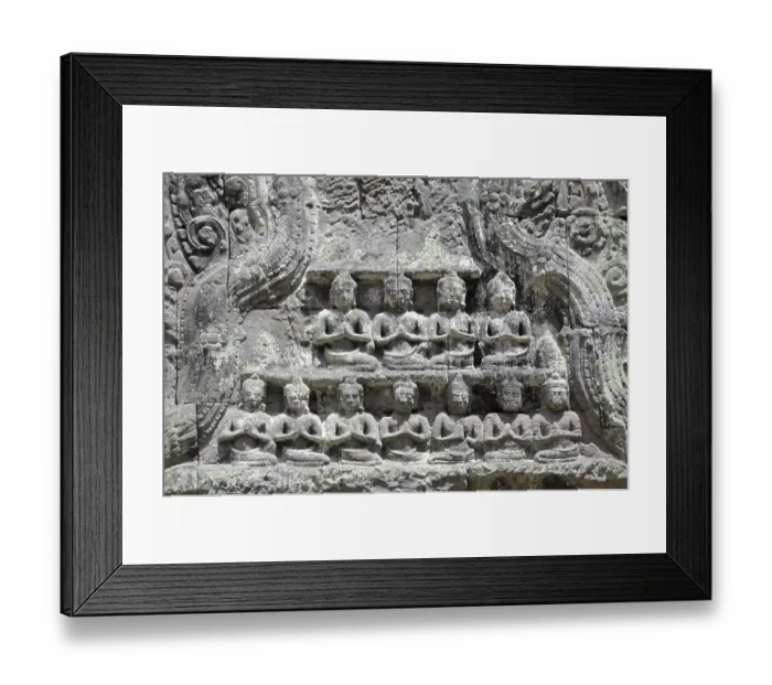 Framed Print : Relief of Buddha statues, ruins of the temple complex of Ta Prohm