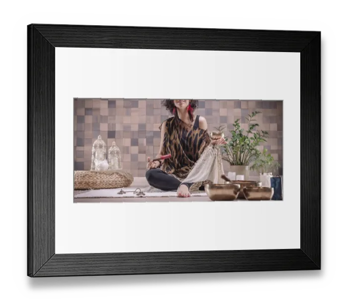 Framed Print : Image of an adult woman in yoga place
