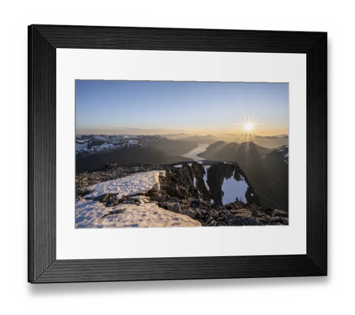 Framed Print : View of mountains and fjord Faleidfjorden