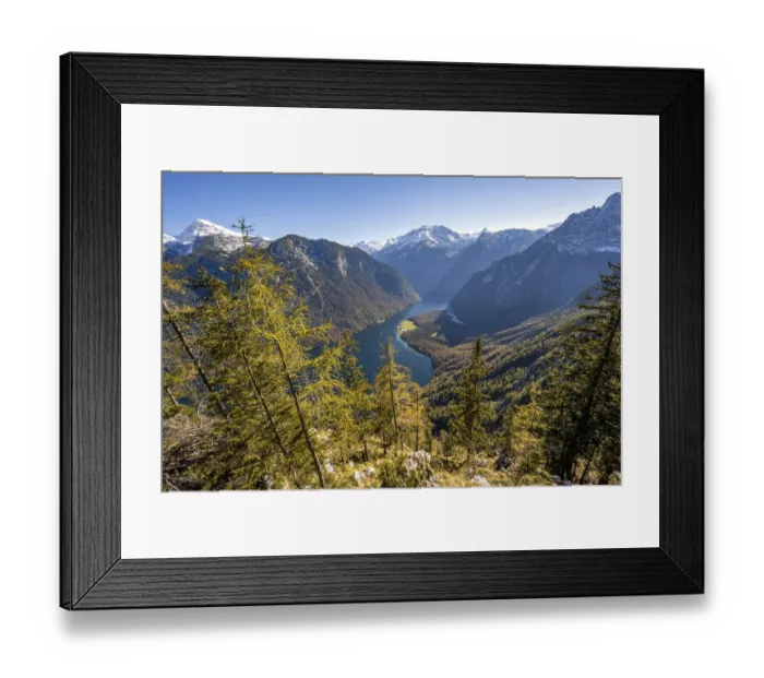 Framed Print : Panoramic view of the Koenigssee from the Archenkanzel viewpoint